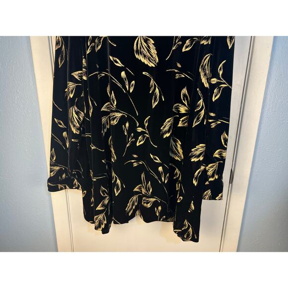 VTG Another Thyme Cardigan Jacket 4X Black Velvet Gold Glitter Leaves Whimsigoth - Picture 7 of 8